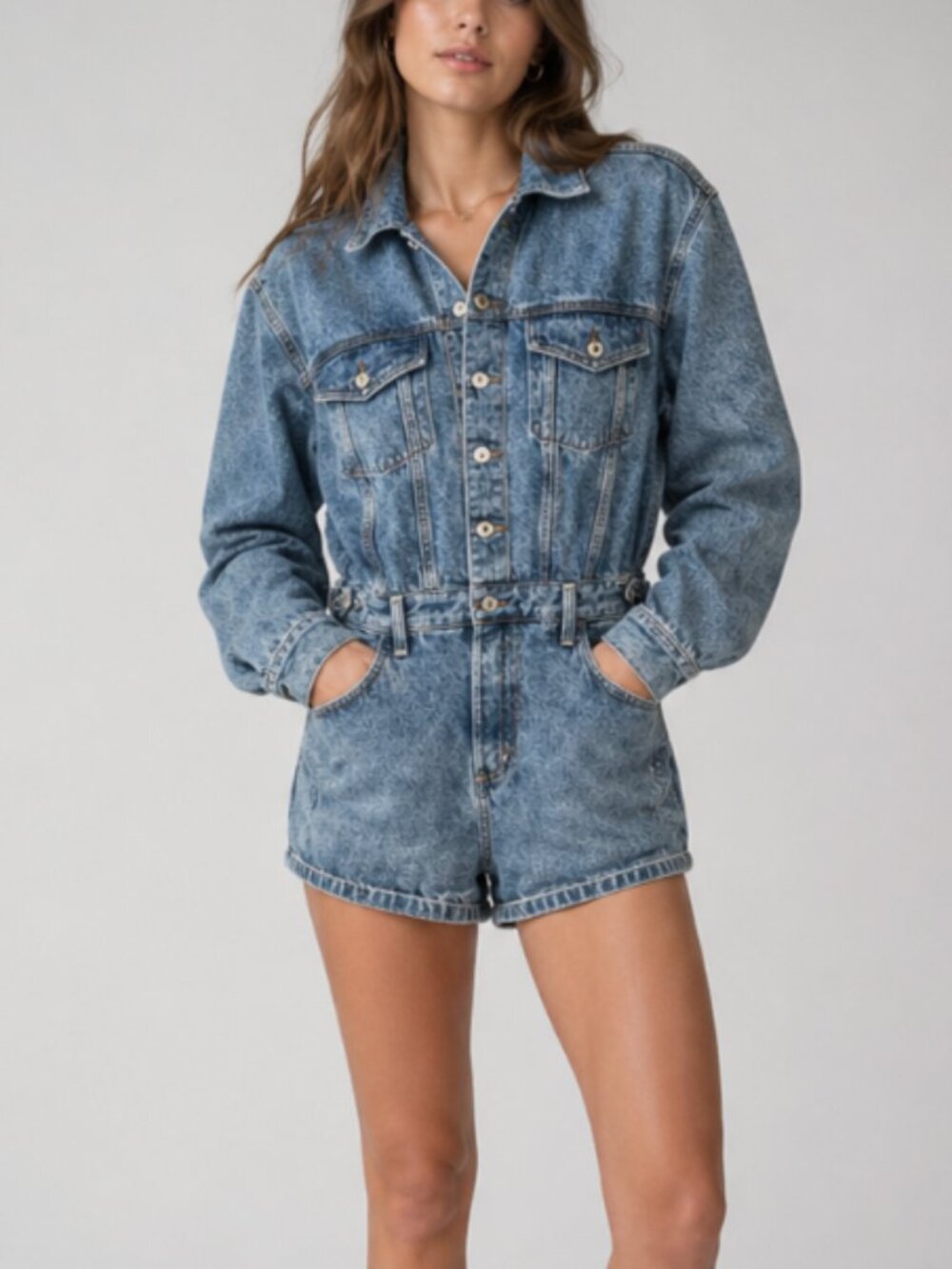 Favorite Daughter Romper Denim‎ Brisbane Wash S